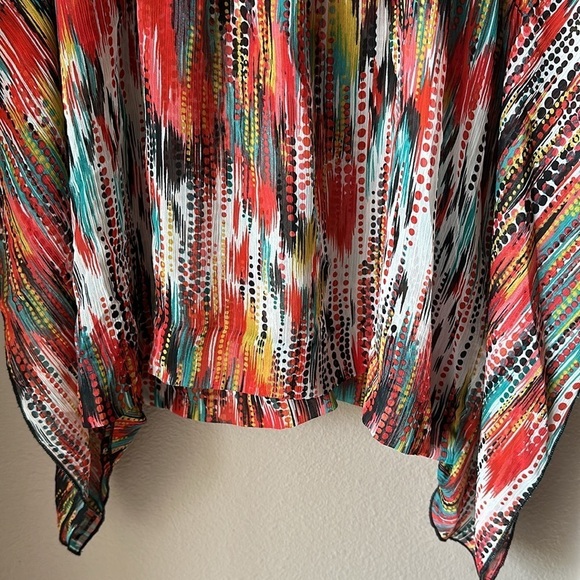 SUSAN LAWRENCE Sheer Flowy Colorful Poncho Coverup - Picture 5 of 7